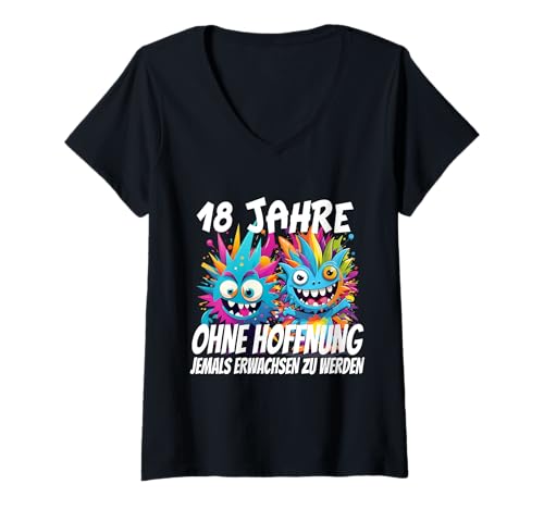 Damen Lustig Spruch nie erwachsen Werden geboren 2007 18 Jahre alt T-Shirt mit V-Ausschnitt Damen Lustig Spruch nie erwachsen Werden geboren 2007 18 Jahre alt T-Shirt mit V-Ausschnitt von Geburtstags-Shirt Geschenk-Idee Frau Mann Jahrgang