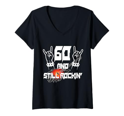 Damen Spruch 60 rockt Immer noch 1965 Gitarre Heavy Metal Hard Rock T-Shirt mit V-Ausschnitt Damen Spruch 60 rockt Immer noch 1965 Gitarre Heavy Metal Hard Rock T-Shirt mit V-Ausschnitt von Geburtstags-Shirt Geschenk-Idee Frau Mann Jahrgang