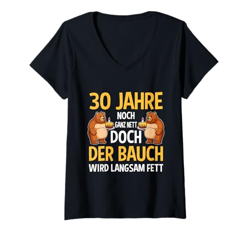 Damen 60 Jahre Noch Ganz Nett Doch Der Bauch Wird Langsam Fett T-Shirt mit V-Ausschnitt Damen 60 Jahre Noch Ganz Nett Doch Der Bauch Wird Langsam Fett T-Shirt mit V-Ausschnitt von Geburtstags Spruch Bär Geburtstag Motiv