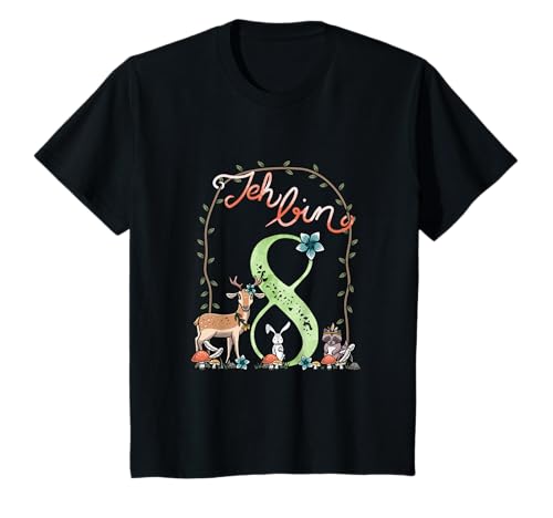 Achter Geburtstag 8 Jahre Mädchen Waldtiere T-Shirt von Geburtstags T-Shirt 8 Jahre themkiddiluv