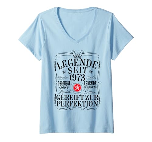 Damen 52. Geburtstag Mann Frau 52 Jahre 1973 Deko Lustig Geschenk T-Shirt mit V-Ausschnitt Damen 52. Geburtstag Mann Frau 52 Jahre 1973 Deko Lustig Geschenk T-Shirt mit V-Ausschnitt von Geburtstags TShirt 52 Jahre Mann Frau Damen Herren