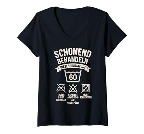 Damen 60. Geburtstag Mann Frau 60 Jahre 1965 Deko Lustig Geschenk T-Shirt mit V-Ausschnitt Damen 60. Geburtstag Mann Frau 60 Jahre 1965 Deko Lustig Geschenk T-Shirt mit V-Ausschnitt von Geburtstags TShirt 60 Jahre Mann Frau Damen Herren