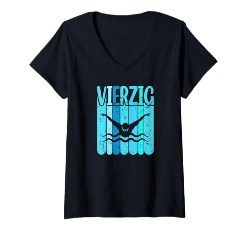 Damen Schwimmen 40 Geburtstag T-Shirt mit V-Ausschnitt Damen Schwimmen 40 Geburtstag T-Shirt mit V-Ausschnitt von Geburtstags Tshirts für Schwimmer