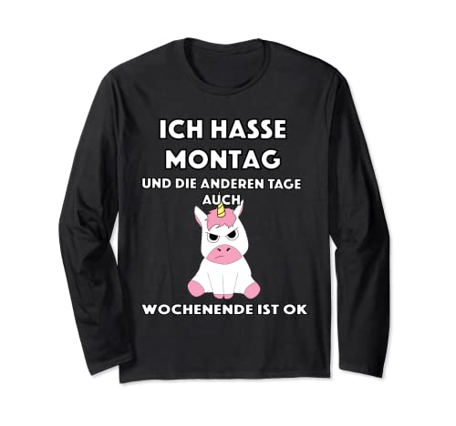 Einhorn Damen Mädchen Unicorn Ich hasse Montag i hate monday Langarmshirt Einhorn Damen Mädchen Unicorn Ich hasse Montag i hate monday Langarmshirt von Geburtstags Zubehör und Co. by ShirtSpirit