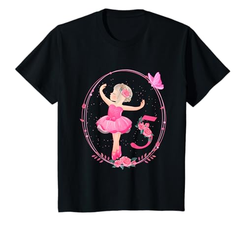 5. Geburtstag Ballerina im Tutu Mädchen Ballett 5 Jahre T-Shirt von Geburtstagsdeko 5 Jahre Ballerina Ballett Tutu