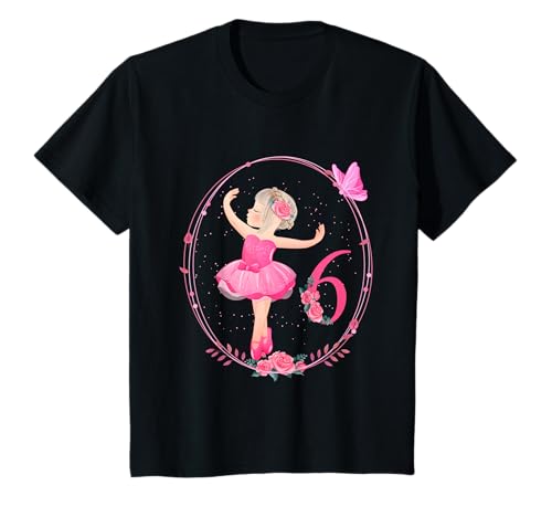 6. Geburtstag Ballerina im Tutu Mädchen Ballett 6 Jahre T-Shirt von Geburtstagsdeko 6 Jahre Ballerina Ballett Tutu