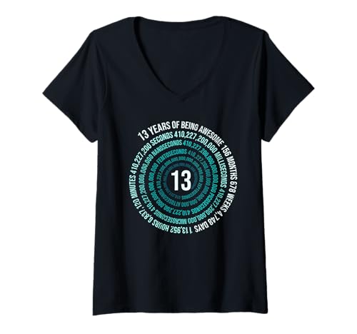 Damen 13 Jahre Geburtstag Helix 13 Jahr Jungen Mädchen Geburtstags T-Shirt mit V-Ausschnitt Damen 13 Jahre Geburtstag Helix 13 Jahr Jungen Mädchen Geburtstags T-Shirt mit V-Ausschnitt von Geburtstagsfeier Geschenkidee Kindergeburtstag