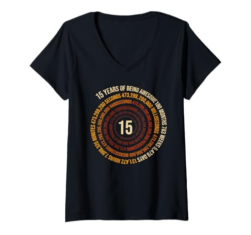 Damen 15 Jahre Geburtstag Helix 15 Jahr Jungen Mädchen Geburtstags T-Shirt mit V-Ausschnitt Damen 15 Jahre Geburtstag Helix 15 Jahr Jungen Mädchen Geburtstags T-Shirt mit V-Ausschnitt von Geburtstagsfeier Geschenkidee Kindergeburtstag