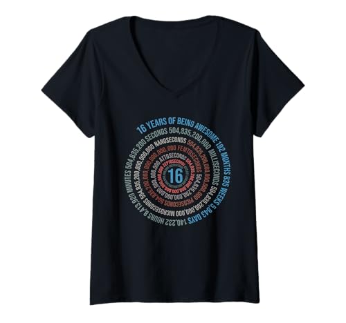 Damen 16 Jahre Geburtstag Helix 16 Jahr Jungen Mädchen Geburtstags T-Shirt mit V-Ausschnitt Damen 16 Jahre Geburtstag Helix 16 Jahr Jungen Mädchen Geburtstags T-Shirt mit V-Ausschnitt von Geburtstagsfeier Geschenkidee Kindergeburtstag