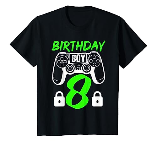 Kinder Geburtstag Junge 8 Party Feier Controller Schloss Gaming T-Shirt Kinder Geburtstag Junge 8 Party Feier Controller Schloss Gaming T-Shirt von Geburtstagsfeier Spiele Geschenk Kleidung & Design