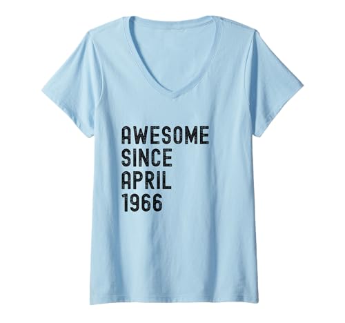 Damen Super seit April 1966 T-Shirt mit V-Ausschnitt von Geburtstagsfeierlager