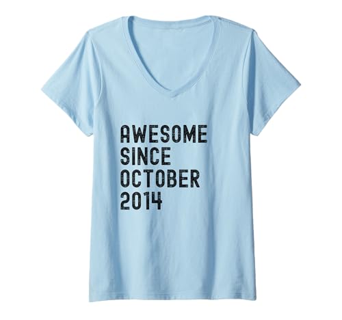 Damen Super seit Oktober 2014 T-Shirt mit V-Ausschnitt von Geburtstagsfeierlager