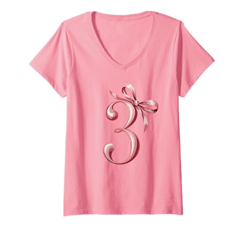 Damen Geburtstagsmädchen 3. Geburtstag Party Coquette T-Shirt mit V-Ausschnitt Damen Geburtstagsmädchen 3. Geburtstag Party Coquette T-Shirt mit V-Ausschnitt von Geburtstagsfreude Designs