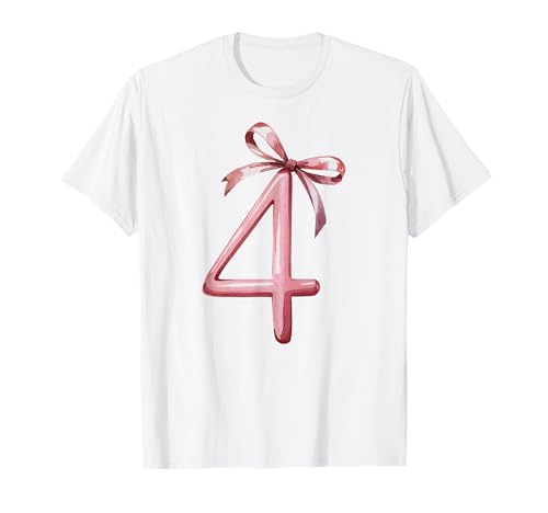 Vier Schleifen-Birthday-Girl Coquette T-Shirt Vier Schleifen-Birthday-Girl Coquette T-Shirt von Geburtstagsfreude Designs