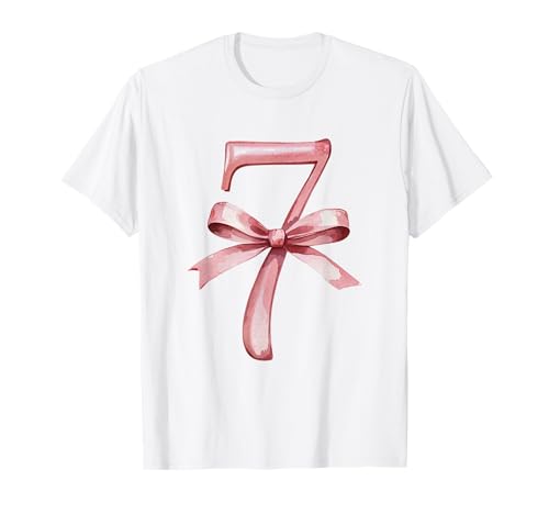 Cute 7. Geburtstag Mädchen Design mit Coquette Schleife T-Shirt Cute 7. Geburtstag Mädchen Design mit Coquette Schleife T-Shirt von Geburtstagsfreude
