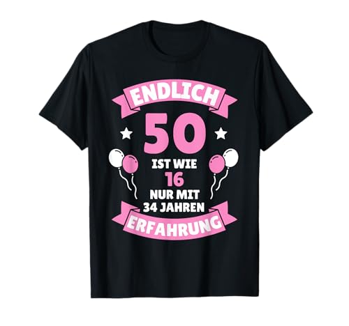 50. Geburtstag Frauen Tshirt Endlich 50 Jahre T-Shirt von Geburtstagsgeschenk 1971 geboren Geschenkidee