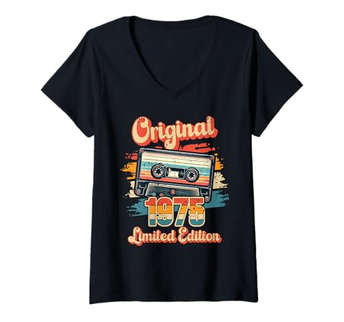 Damen Limited Edition 1975 T-Shirt mit V-Ausschnitt von Geburtstagsgeschenk 1975