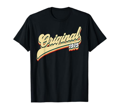 Geburtstagsgeschenk 1975 1975 Geburtstag T-Shirt Damen Unisex-Erwachsene Schwarz Crew Neck Klassisch Kurzarm Pull-On 100% Baumwolle S EU 38/40 von Geburtstagsgeschenk 1975