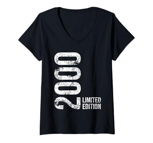 Damen 25. Geburtstag Mann Frau 25 Jahre 2000 Geburtstags T-Shirt mit V-Ausschnitt Damen 25. Geburtstag Mann Frau 25 Jahre 2000 Geburtstags T-Shirt mit V-Ausschnitt von Geburtstagsgeschenk 2000 25 Jahre Damen Herren