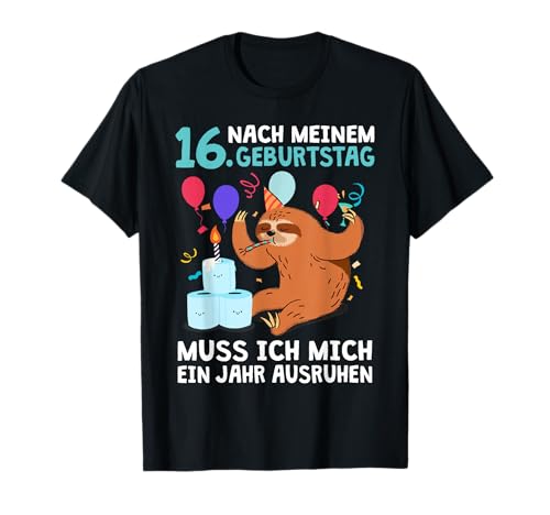 16. Geburtstag 16 Jahre 2005 Geschenk Faultier Mädchen Junge T-Shirt von Geburtstagsgeschenk 2005 geboren Geschenkidee Spaß