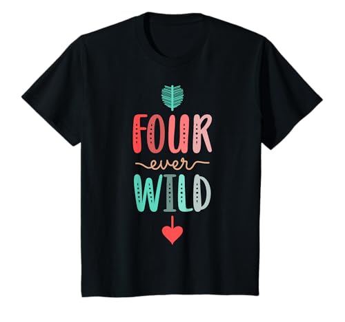 Kinder Four Ever Wild 4. Geburtstag Mädchen Geschenk 4 Jahre alt T-Shirt von Geburtstagsgeschenk 4 Jahre Mädchen Jungen