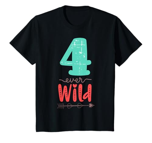 Four Ever Wild Vierter Geburtstag Mädchen Geschenk 4 Jahre T-Shirt von Geburtstagsgeschenk 4 Jahre Mädchen Jungen