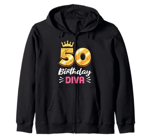 50. Geburtstag 50 BIRTHDAY DIVA Lustiges Frauen Geburtstags Kapuzenjacke von Geburtstagsgeschenk 50. Geburtstag Frauen 50 Jahre