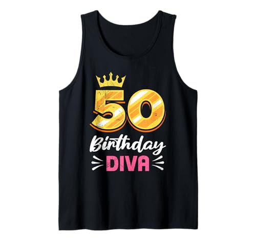 50. Geburtstag 50 BIRTHDAY DIVA Lustiges Frauen Geburtstags Tank Top von Geburtstagsgeschenk 50. Geburtstag Frauen 50 Jahre