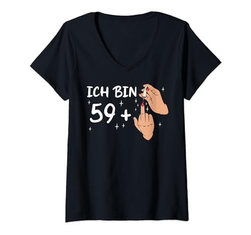 Damen 60. Geburtstag Ich bin 59 plus 1 Mittelfinger 60 Jahre T-Shirt mit V-Ausschnitt Damen 60. Geburtstag Ich bin 59 plus 1 Mittelfinger 60 Jahre T-Shirt mit V-Ausschnitt von Geburtstagsgeschenk 60 Jahre Geburtstagskind