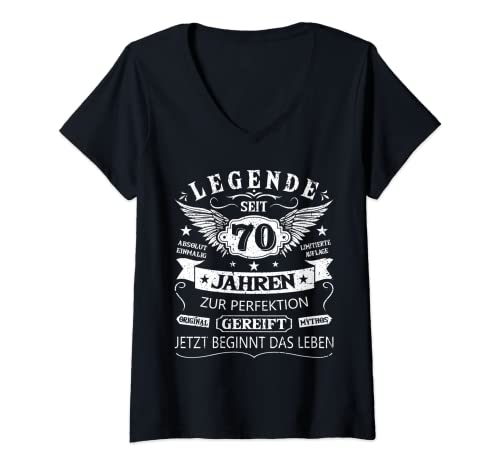 Damen 70. Geburtstag Geschenk Frauen Männer Legende 70 Jahre T-Shirt mit V-Ausschnitt Damen 70. Geburtstag Geschenk Frauen Männer Legende 70 Jahre T-Shirt mit V-Ausschnitt von Geburtstagsgeschenk 70 Jahre Herren Damen Geschenk