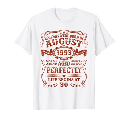 Herren Legenden wurden im August 1993 Vintage 30.Geburtstag Mann T-Shirt von Geburtstagsgeschenk Damen Herren 1993 Geschenkidee