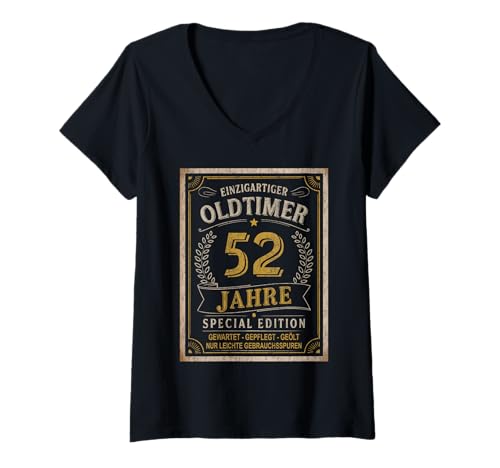 Damen 52. Geburtstag Mann Frau 52 Jahre Deko Lustig Geschenk T-Shirt mit V-Ausschnitt Damen 52. Geburtstag Mann Frau 52 Jahre Deko Lustig Geschenk T-Shirt mit V-Ausschnitt von Geburtstagsgeschenk Damen Herren 52 Jahre Geschenk