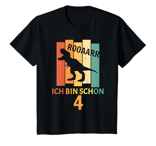 4 Jahr Geburtstag Dinosaurier I Mädchen Junge T-Rex Dino T-Shirt von Geburtstagsgeschenk Dinosaurier Ich Bin 4 Jahre