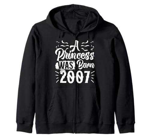 18. Geburtstag A PRINCESS WAS BORN 2007 18 Jahre Mädchen Kapuzenjacke von Geburtstagsgeschenk Frauen 18. Geburtstag 18 Jahre