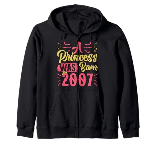 18. Geburtstag A PRINCESS WAS BORN 2007 18 Jahre Mädchen Kapuzenjacke von Geburtstagsgeschenk Frauen 18. Geburtstag 18 Jahre