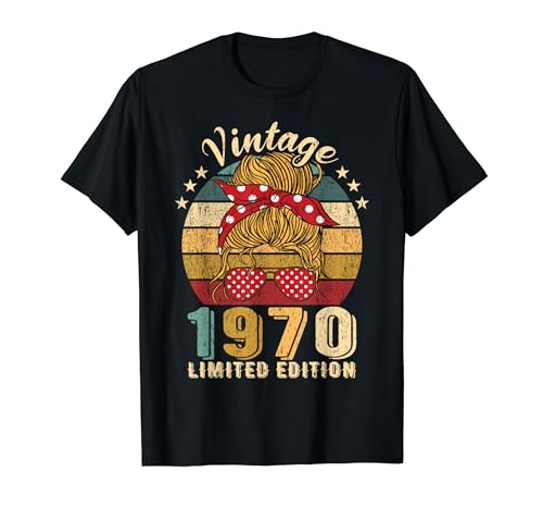 Vintage 1970 Frau und Mädchen Geboren 1970 T-Shirt von Geburtstagsgeschenk Frauen Vintage Jahrgang 1970