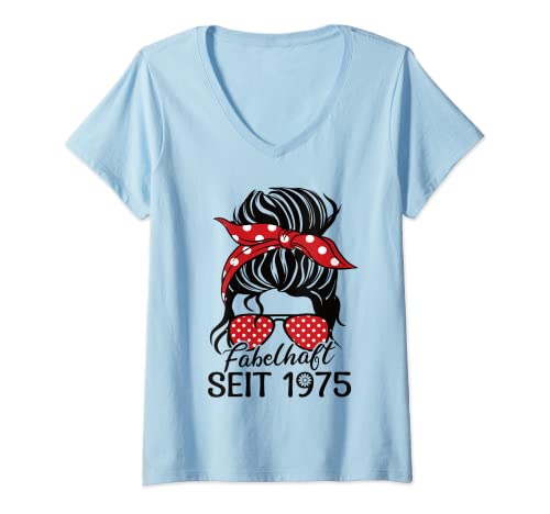 Damen Vintage Fabelhaft seit 1975 Frau und Mädchen Geboren 1975 T-Shirt mit V-Ausschnitt Damen Vintage Fabelhaft seit 1975 Frau und Mädchen Geboren 1975 T-Shirt mit V-Ausschnitt von Geburtstagsgeschenk Frauen Vintage Jahrgang 1975