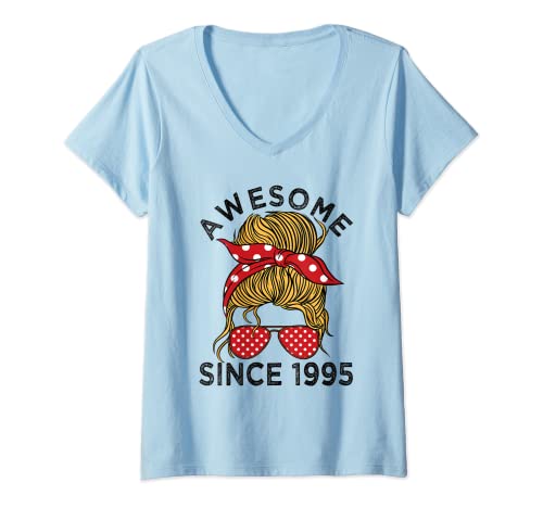Damen Vintage Awesome since 1995 Frau und Mädchen Geboren 1995 T-Shirt mit V-Ausschnitt Damen Vintage Awesome since 1995 Frau und Mädchen Geboren 1995 T-Shirt mit V-Ausschnitt von Geburtstagsgeschenk Frauen Vintage Jahrgang 1995