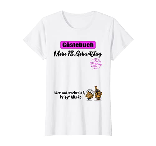 Damen 18. Geburtstag Gästebuch 18 Jahre Geschenk Mädchen Frau T-Shirt von Geburtstagsgeschenk Gästeliste Geschenkideen Shirt