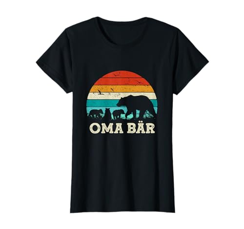 Retro Oma Bär Drei Kinder Geburtstag Muttertag Beste Oma T-Shirt von Geburtstagsgeschenk Ich Werde Oma Geschenk Enkel