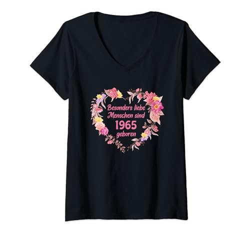 Besondere Menschen Deko Jahrgang 1965 Geburtstag Frau Mama T-Shirt mit V-Ausschnitt Besondere Menschen Deko Jahrgang 1965 Geburtstag Frau Mama T-Shirt mit V-Ausschnitt von Geburtstagsgeschenk Jahrgang Geschenk 1965 Frauen