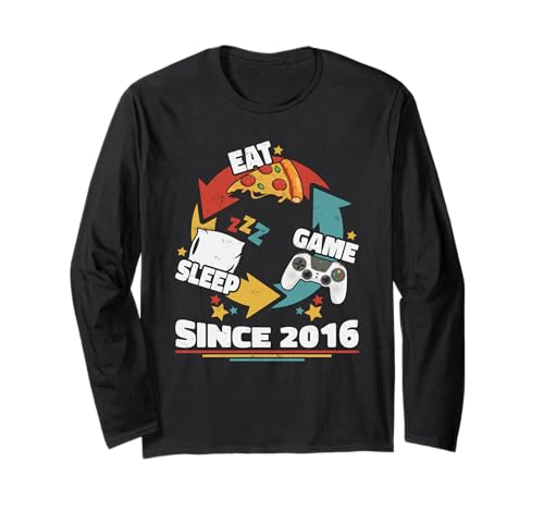 2016 Geboren 9 Geburtstag Junge Mädchen Jahrgang 2016 Gamer Langarmshirt 2016 Geboren 9 Geburtstag Junge Mädchen Jahrgang 2016 Gamer Langarmshirt von Geburtstagsgeschenk Junge Mädchen Gamer Geschenke