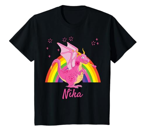 Nika Mädchen Name Drache Pink Regenbogen Geschenk Mode Print T-Shirt Nika Mädchen Name Drache Pink Regenbogen Geschenk Mode Print T-Shirt von Geburtstagsgeschenk Kindergartenkinder Schulkinder