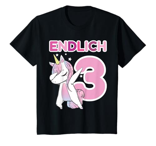 3. Geburtstag Mädchen ENDLICH 3 Einhorn Geschenk Drei Jahre T-Shirt von Geburtstagsgeschenk Kindergeburtstag Dabbing Tanz