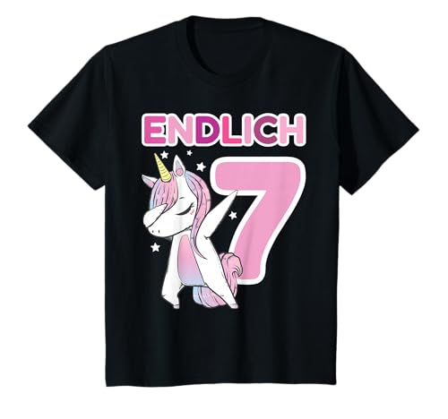 7. Geburtstag Mädchen ENDLICH 7 Einhorn Geschenk Sieben T-Shirt von Geburtstagsgeschenk Kindergeburtstag Dabbing Tanz