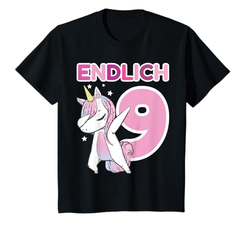9. Geburtstag Mädchen ENDLICH 9 Einhorn Geschenk Neun Jahre T-Shirt von Geburtstagsgeschenk Kindergeburtstag Dabbing Tanz