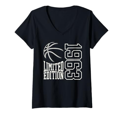Damen Geboren 1963 Herren Geburtstag Jahrgang 1963 Basketball T-Shirt mit V-Ausschnitt Damen Geboren 1963 Herren Geburtstag Jahrgang 1963 Basketball T-Shirt mit V-Ausschnitt von Geburtstagsgeschenk Mann Frau geboren in 1963