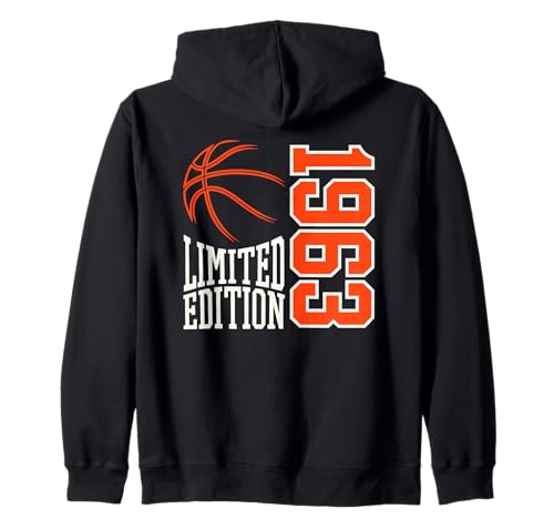Geboren 1963 Herren Geburtstag Jahrgang 1963 Basketball Kapuzenjacke Geboren 1963 Herren Geburtstag Jahrgang 1963 Basketball Kapuzenjacke von Geburtstagsgeschenk Mann Frau geboren in 1963