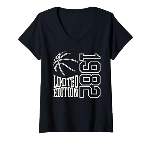 Damen Geboren 1982 Herren Geburtstag Jahrgang 1982 Basketball T-Shirt mit V-Ausschnitt Damen Geboren 1982 Herren Geburtstag Jahrgang 1982 Basketball T-Shirt mit V-Ausschnitt von Geburtstagsgeschenk Mann Frau geboren in 1982