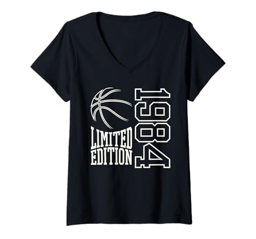 Damen Geboren 1984 Herren Geburtstag Jahrgang 1984 Basketball T-Shirt mit V-Ausschnitt von Geburtstagsgeschenk Mann Frau geboren in 1984